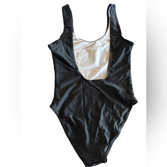 BRIDE SQUAD black one piece swimsuit with simple U back size small NWT - Picture 3 of 4